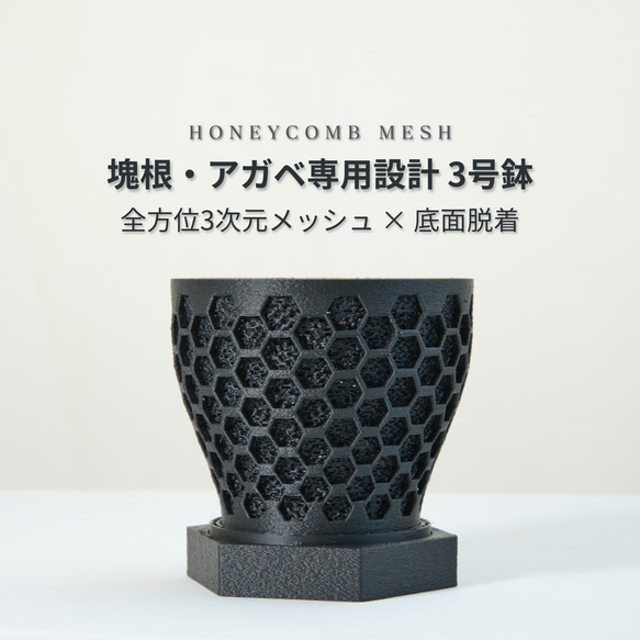 植木鉢】HoneyComb_Size3.0 | 通気性と排水性 | アガベ・塊根植物向き