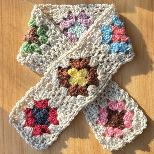 ハンドメイド 手編みショートマフラー 送料無料 ブラウン｜Yahoo