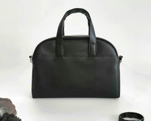 撥水レザーのミニボストン/フォーマルバッグ│黒 │セレモニー 結婚式