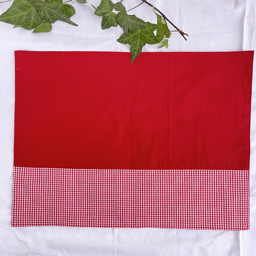 コップ袋とランチョンマットのセット(赤ギンガムチェック) その他入園