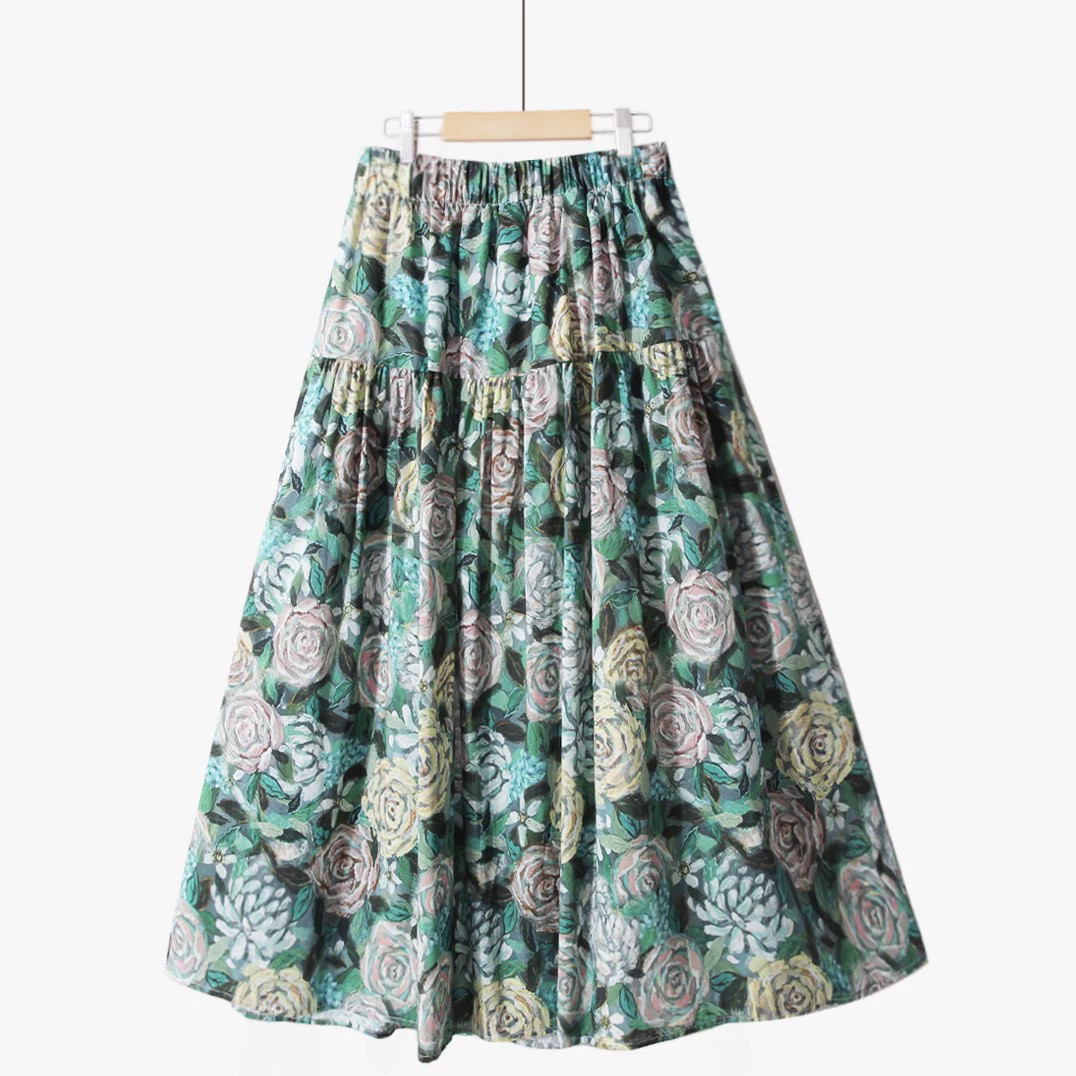 裏地付き ギャザースカート ロングスカート ゴム仕様 ギフト