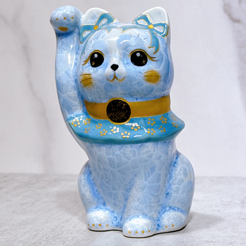 清水焼 招き猫】花結晶、藤の花、数百万両 その他アート ourlittlezone