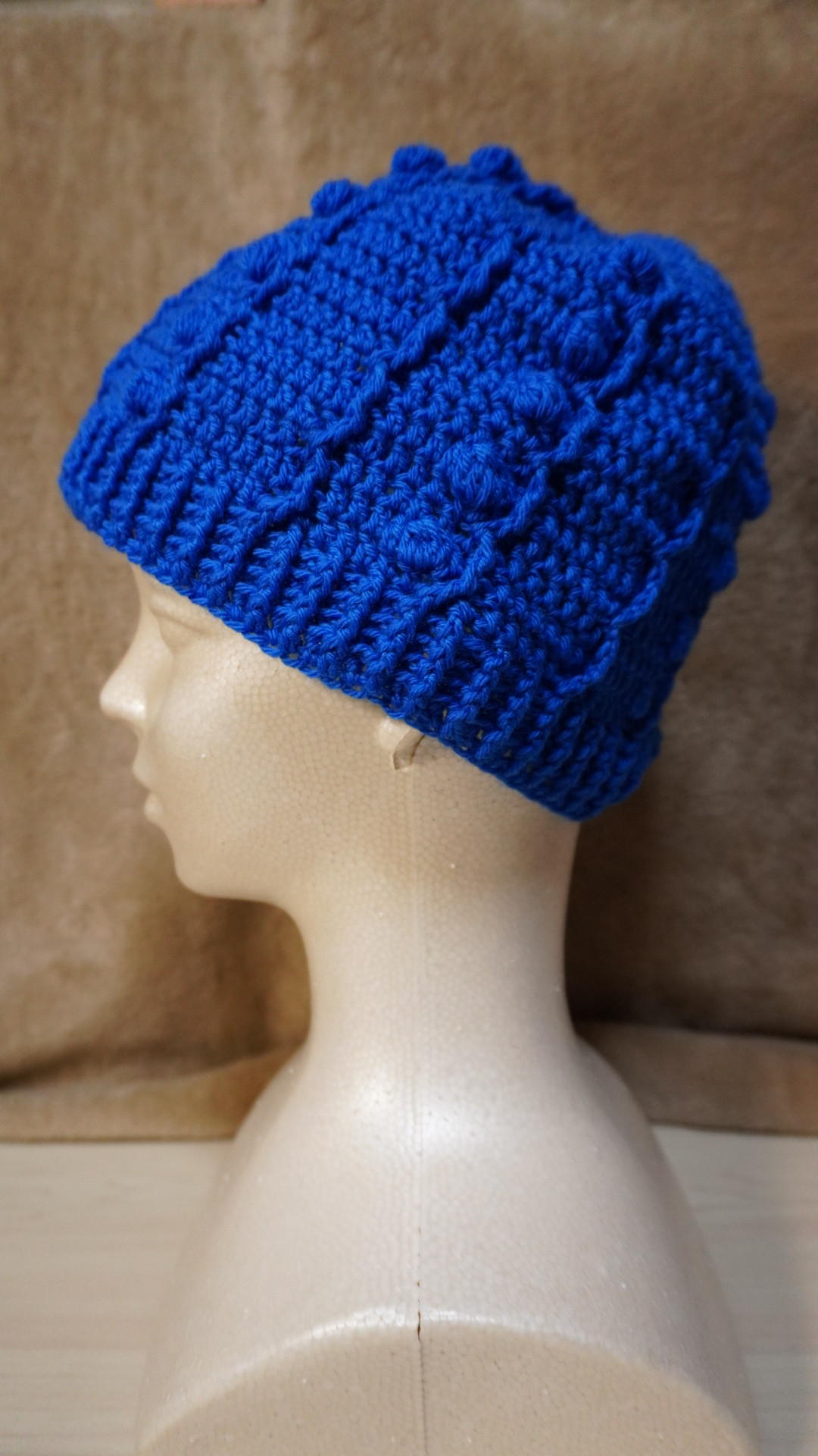 肌触りの良いアラン模様のニット帽　ジグザグ