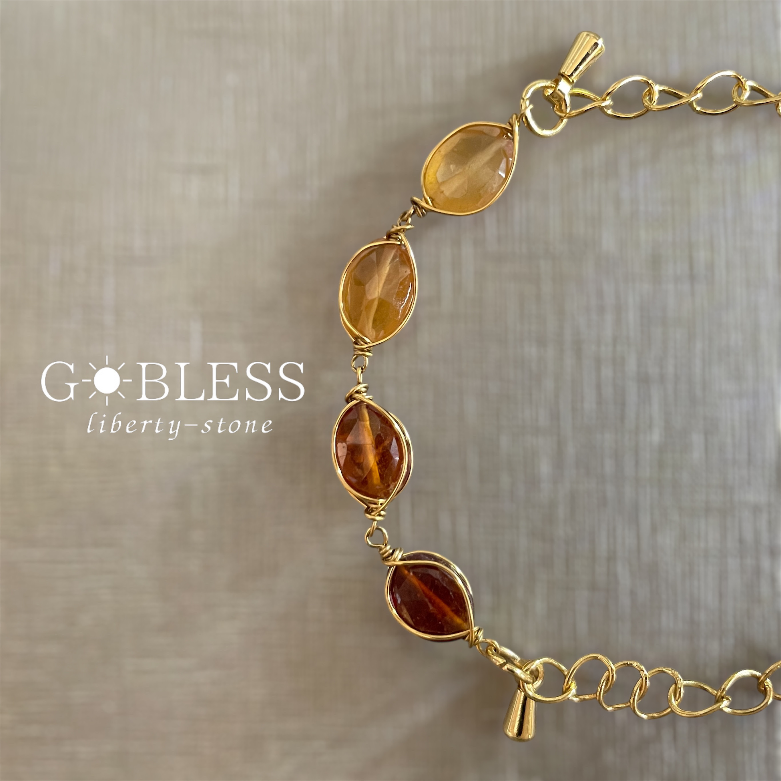 【限定】426.ラッピングガーネット／ヘソナイトガーネット×ゴールド／ブレスレット