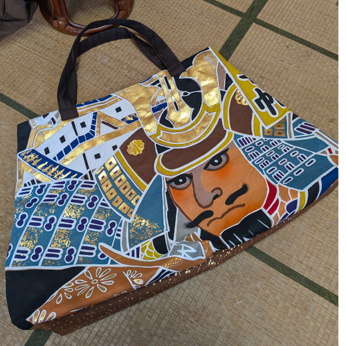 のぼり旗の柿渋染め　特大トートバッグ　　古布リメイク のぼり旗の柿渋染め特大トートバッグ 古布リメイク トートバッグ 着物