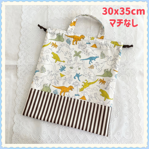 現品限り】【3点セット】レッスンバッグ 上履き入れ《カラフル 恐竜