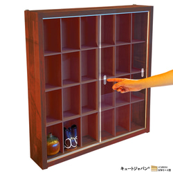 ミニカー収納 トミカ40台・ロングトミカ20台 マホガニ色全塗装