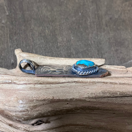 ロイストン ターコイズ ヴィンテージコイン フェザー シルバー