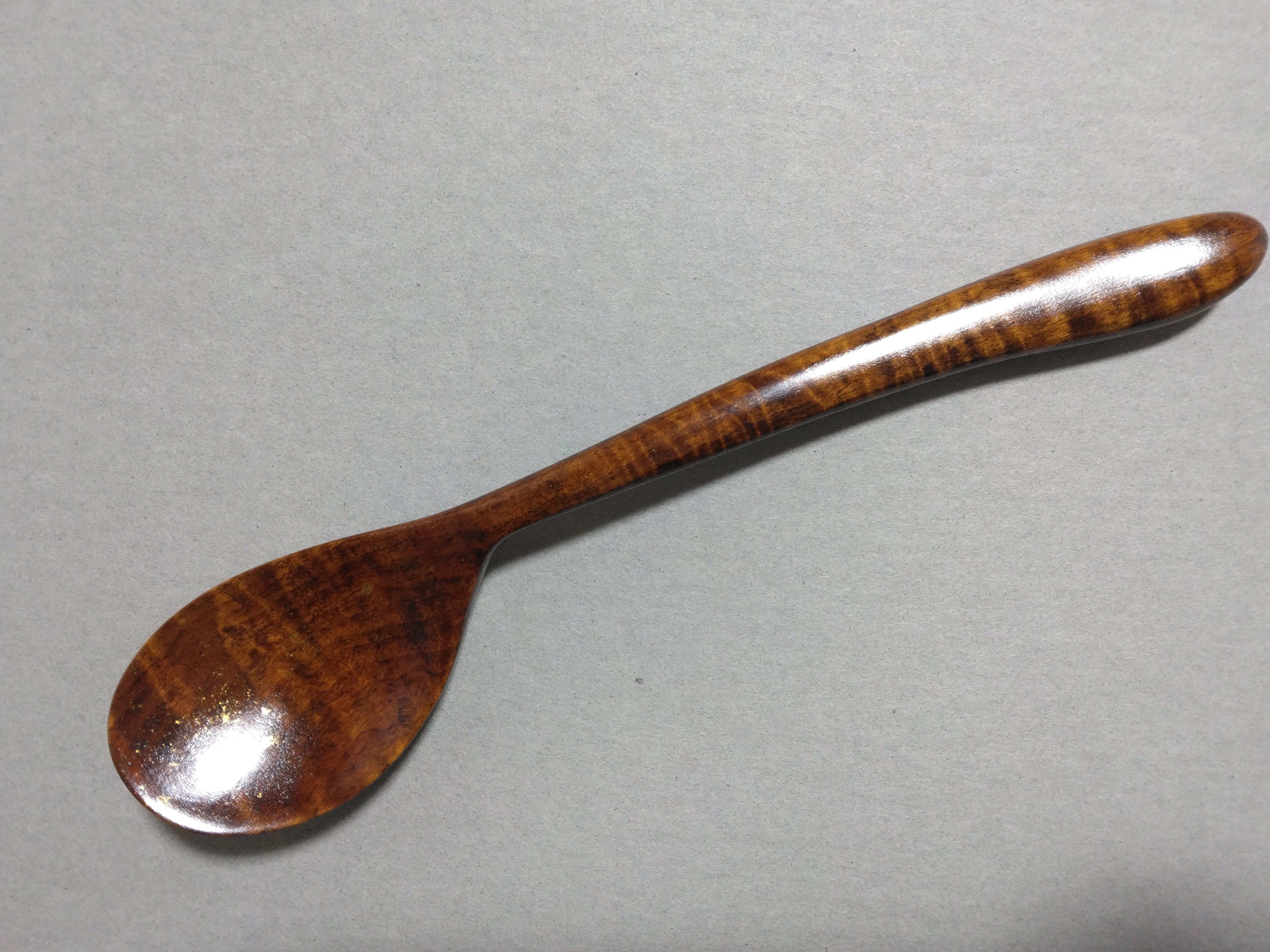 木製スプーン　右手用　栃杢　漆器　蒔絵　一点もの　　金属アレルギーの方に