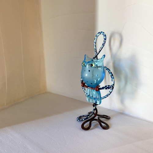 ト音記号とフクロウ各色【平山昭作品】 一輪挿し・花瓶・花器 ガラス