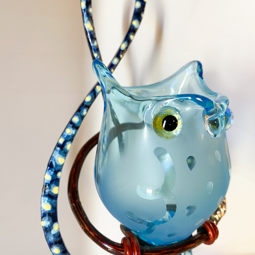 ト音記号とフクロウ各色【平山昭作品】 一輪挿し・花瓶・花器 ガラス