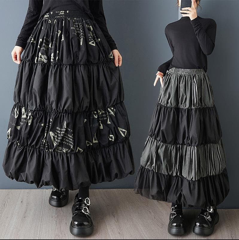 新品 春秋冬 ヨーロッパ風 花柄 パッチワーク ティアード スカート