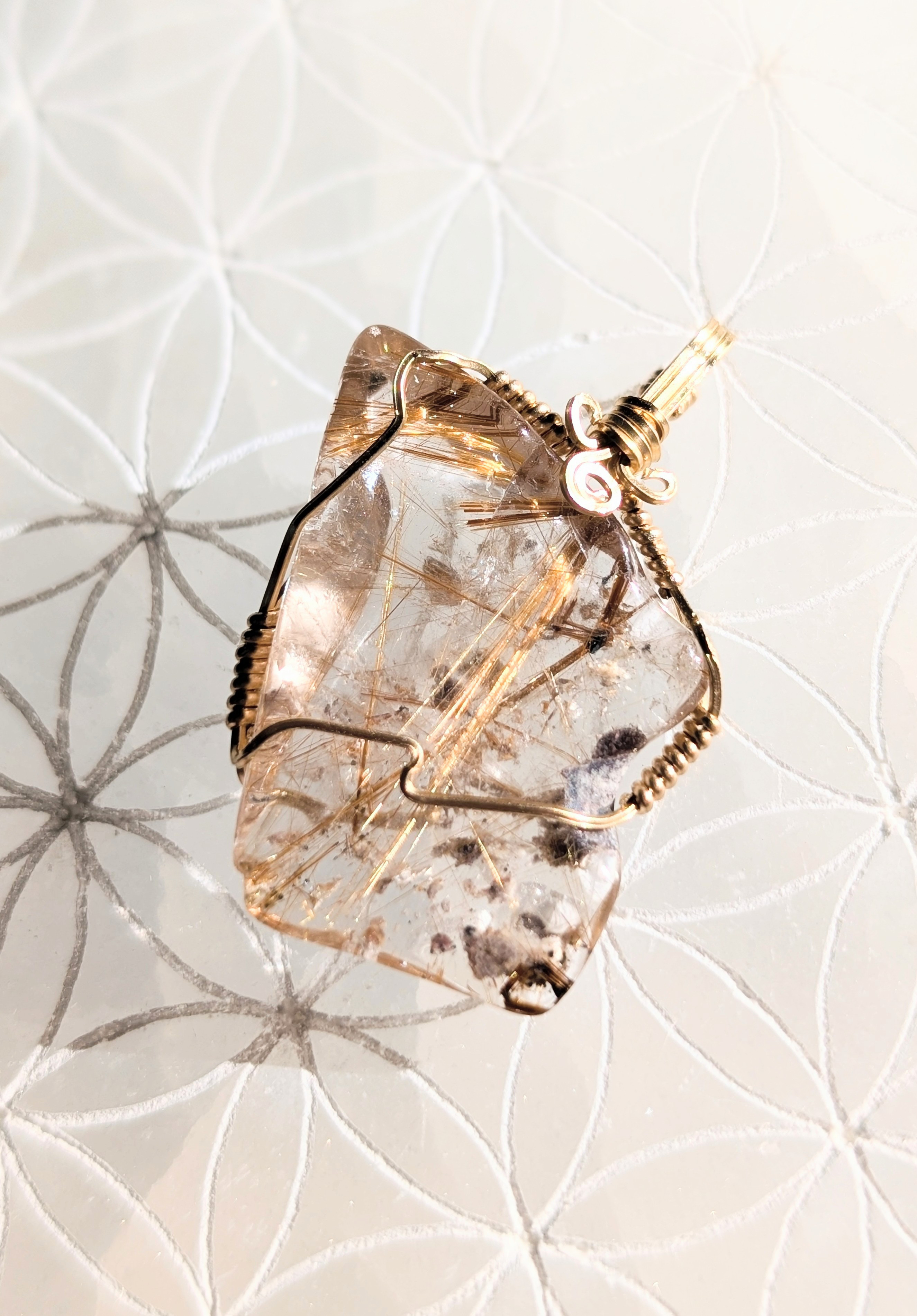 ★ガレッジセール★14kgf ルチルクォーツ 水晶 ペンダント ゴールドフィルド