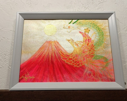 風水開運絵画＊満月花耀飛翔鳳凰　金運　恋愛結婚愛情運上昇　くじ　自信発展　縁結び 風水開運絵画＊満月花耀飛翔鳳凰 金運 恋愛結婚愛情運上昇