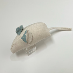 洗える猫用おもちゃ ねずみ(マスタード) 丈夫な帆布製 キッカー けり