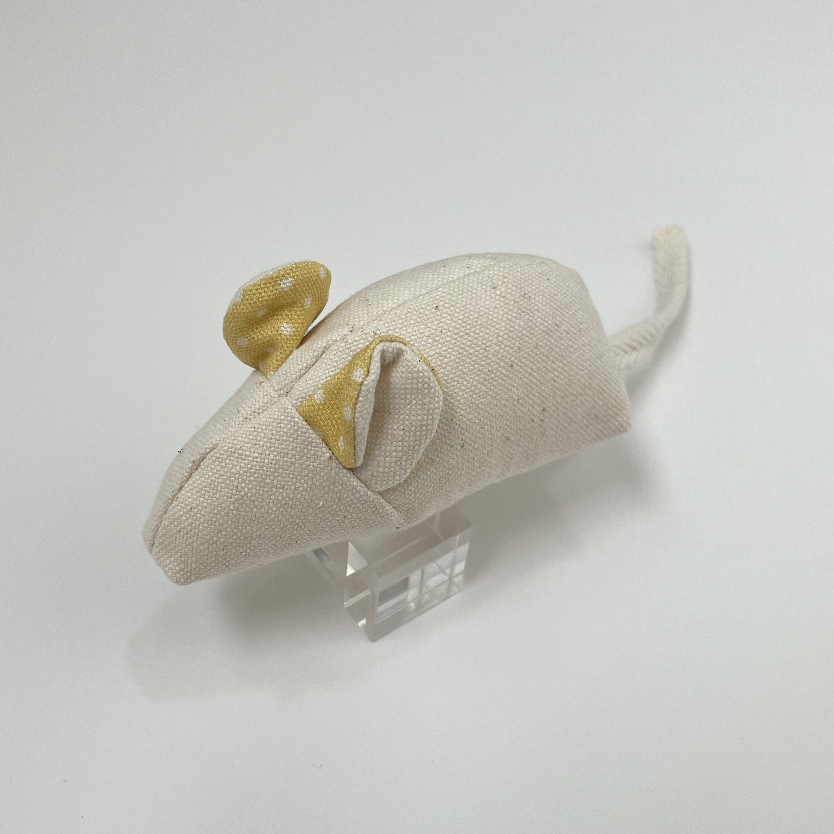 コリラックマ　ねこみみセット 洗える猫用おもちゃ ねずみ(マスタード) 丈夫な帆布製 キッカー けり