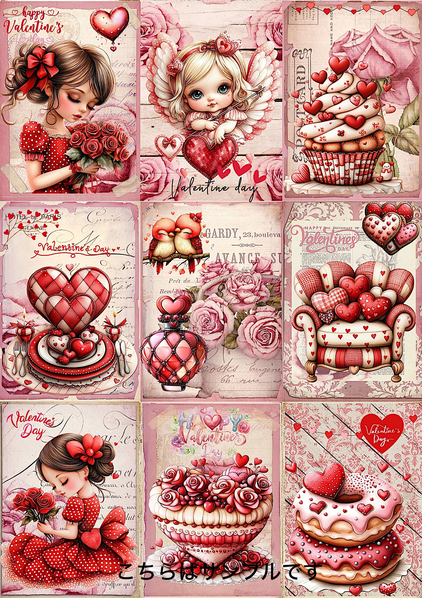 パネル生地 女の子 バレンタイン ハート 薔薇 生地 richrichy 通販