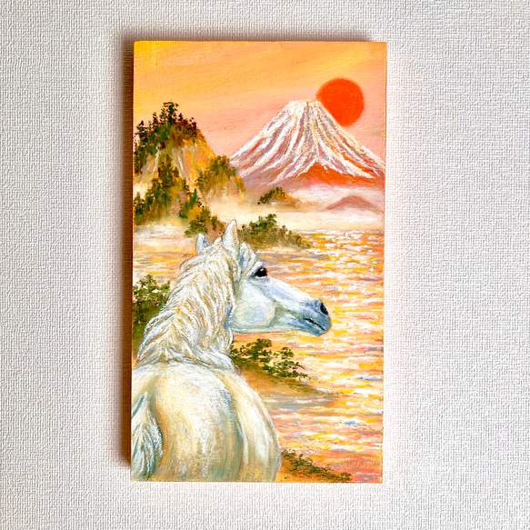 原画】丙午の絵 インテリアパネル 壁掛け アート 風水画 赤富士 絵画