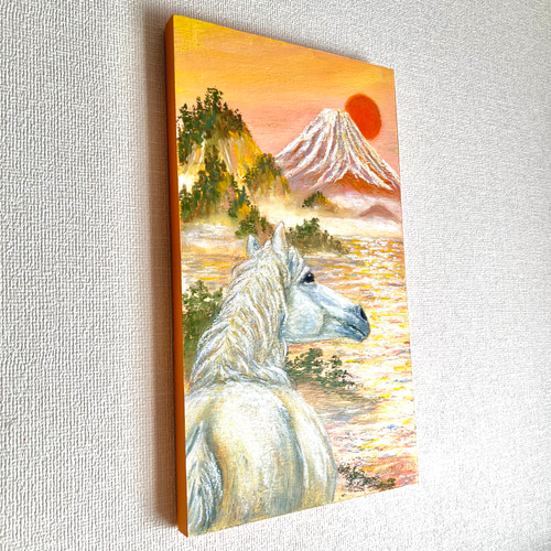 原画】丙午の絵 インテリアパネル 壁掛け アート 風水画 赤富士 絵画