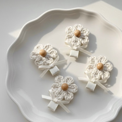 選べる2つセット〉パールフラワーヘアクリップ ベビーキッズヘア