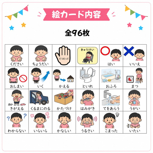届いてすぐ使える】視覚支援 絵カード スターターセット 96枚 カット