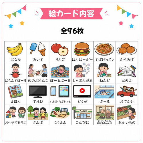 届いてすぐ使える】視覚支援 絵カード スターターセット 96枚 カット