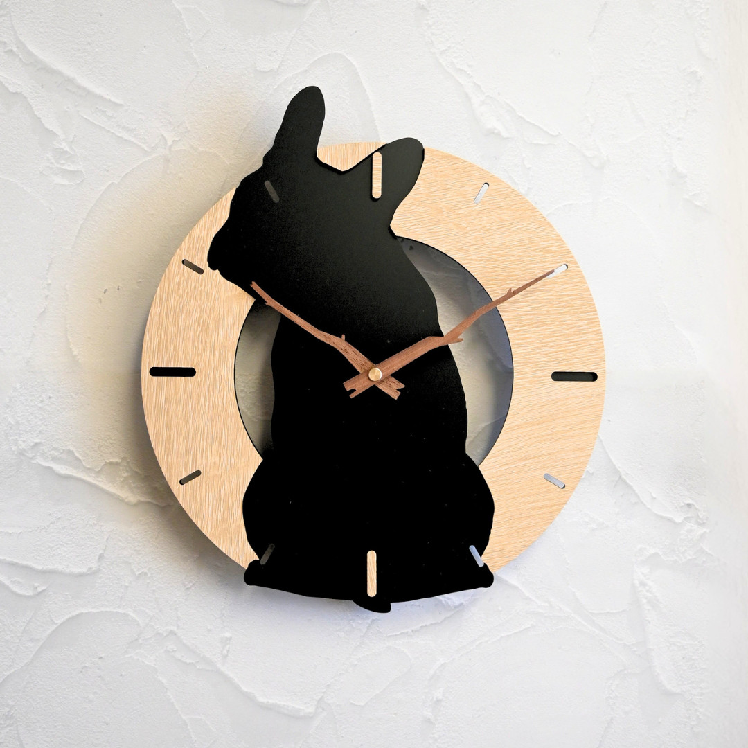 ふりふりわんこ時計_フレンチブルドッグ