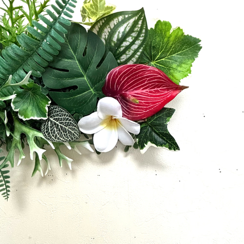 光触媒加工ウォールグリーン　フェイクグリーン壁掛け♡ビビットピンクハイビスカス他 光触媒加工ウォールグリーンフェイクグリーン♡ビビットピンク