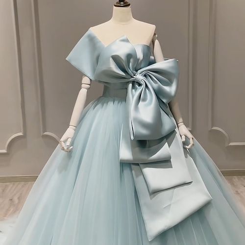 上質なドレス リボン高級感 カラードレス お色直し 痩せて見える 優雅