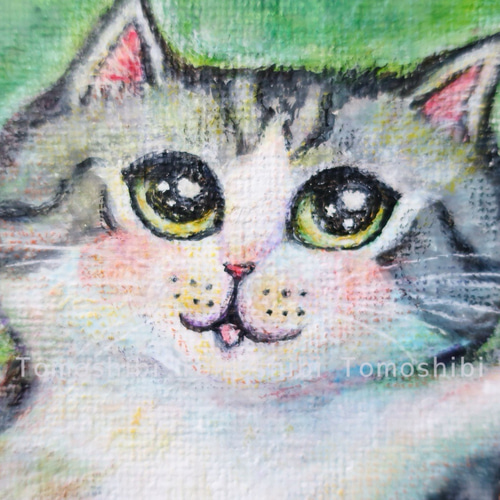 原画「ある晴れた日の世界でいちばん平和な花畑」 F10号 #絵画 #ねこ