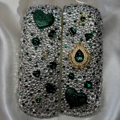 キラキラ グリーン✨ビジュー ハート ムーン デコ iQOSイルマiケース