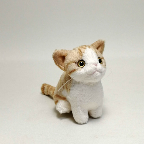 猫ぬいぐるみ「ちびにゃCE」茶トラ白 カラーアイ【受注製作