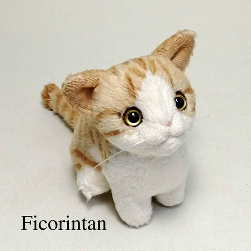 猫ぬいぐるみ「ちびにゃCE」茶トラ白 カラーアイ【受注製作