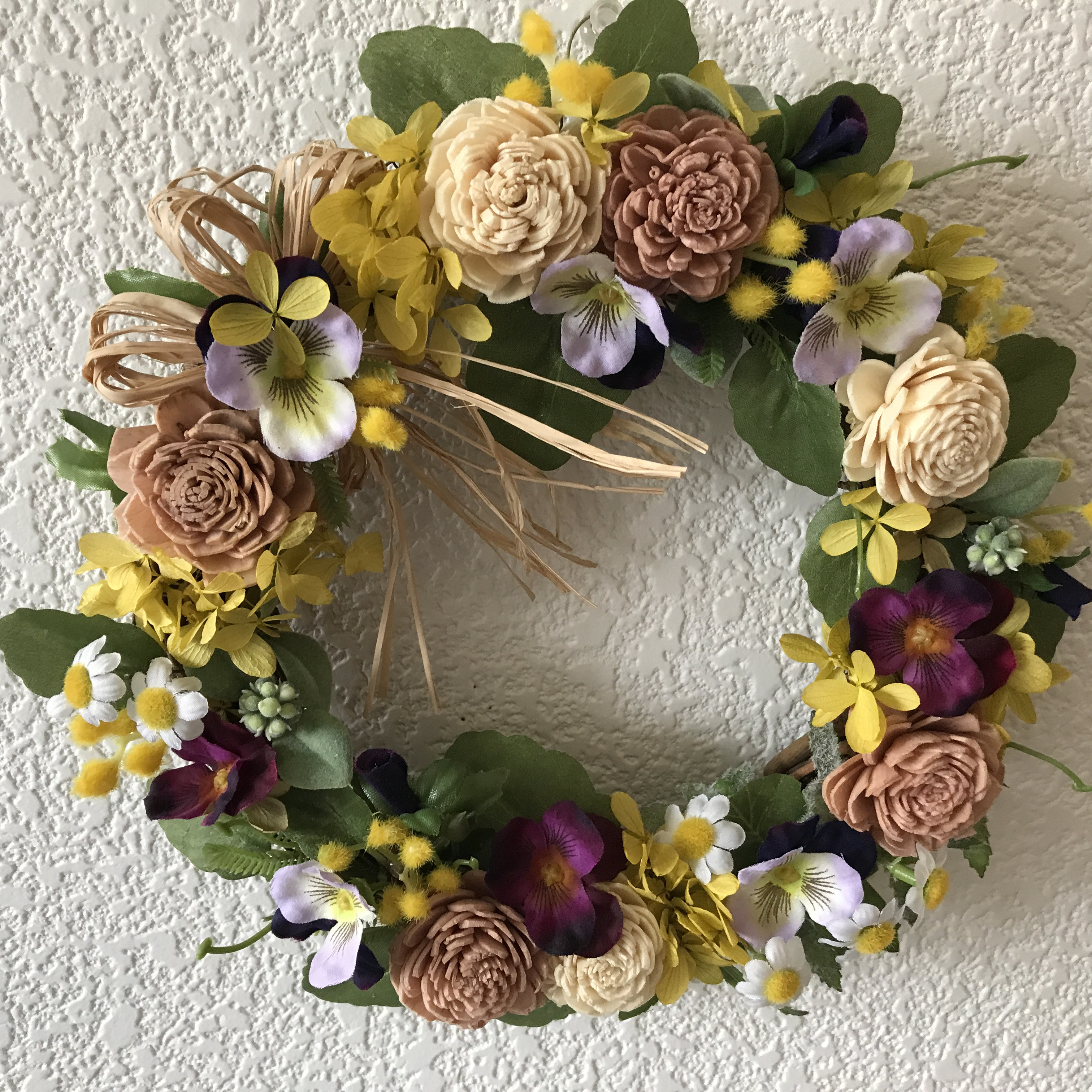 《新作》夏の暑さにも負けない庭先の彩りパンジーリース（受注制作）