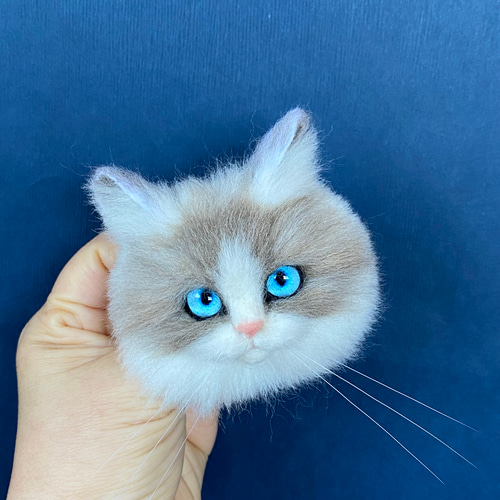 羊毛フェルト猫 ブローチ リアル可愛いラグドール 羊毛フェルト