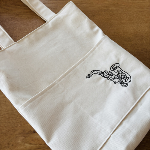 世界に一つだけの吹奏楽 ピアノ トートバッグ 楽器刺繍 名入れ刺繍