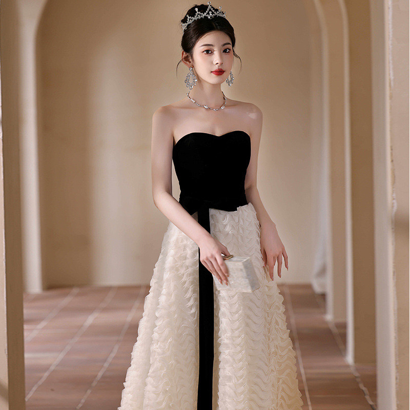 パーティードレス 黒 オフショルダー プリンセス 韓国風 誕生日 成人式 披露宴 前撮り 二次会 お呼ばれ AK719