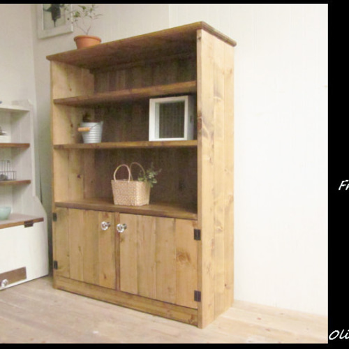 サイズ、デザインオーダー可！２扉4段キャビネット無垢材ナチュラルブラウン受注製作 送料がかなり安くなりました！サイズ、デザインオーダー可！○2扉4段