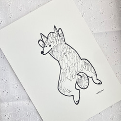イラスト原画）寝そべる柴犬 ※原画のみ/額縁、マットなし※ 原画