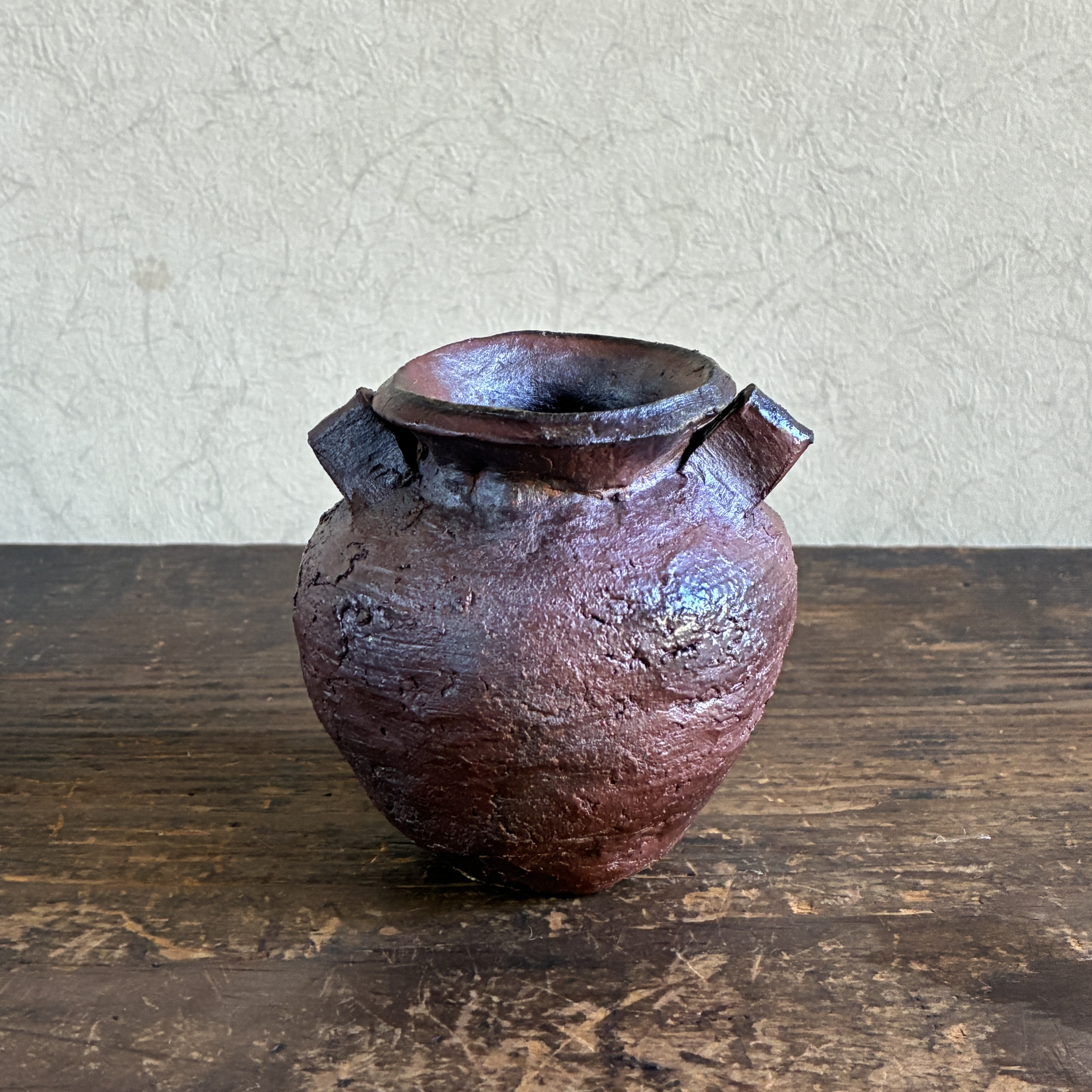 耳付小壺の一輪挿し｜穴窯焼成 焼締｜古信楽赤土｜ミニ花入