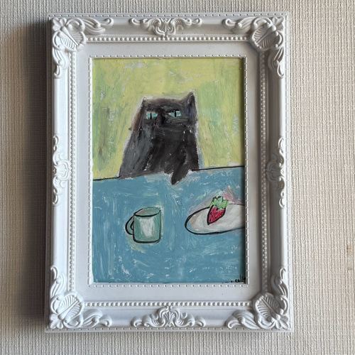 猫 原画 #156 絵画。原画【黒猫は幸せだ】 絵画 アカザ麦 通販 20283705｜Creema