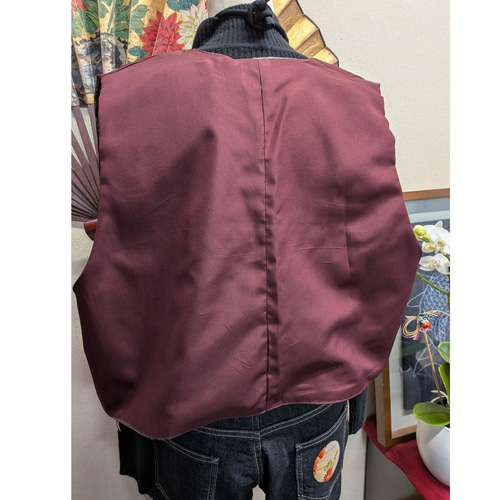 泥大島色々ベスト(総裏付き) 着物リメイク ベスト 着物リメイク