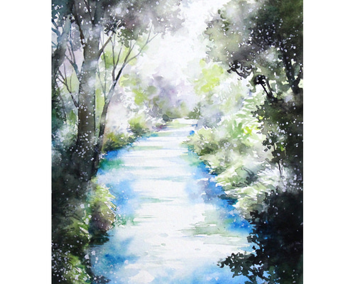 原画】優しさの森（水彩画）送料無料☆森 風景 絵画 #2962 絵画 Yukari