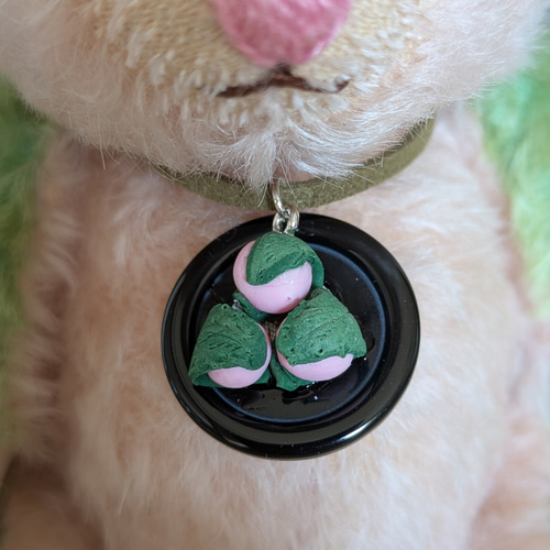 ドイツ製モヘアの桜餅テディベア｜和菓子カラーの春くま くまの