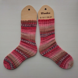 『どこでもかかと』くつ下☆ピンク×ベージュ系＊洗濯機OK！ 2枚目の画像