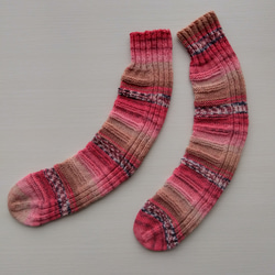 『どこでもかかと』くつ下☆ピンク×ベージュ系＊洗濯機OK！ 7枚目の画像