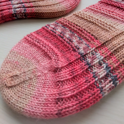 『どこでもかかと』くつ下☆ピンク×ベージュ系＊洗濯機OK！ 3枚目の画像