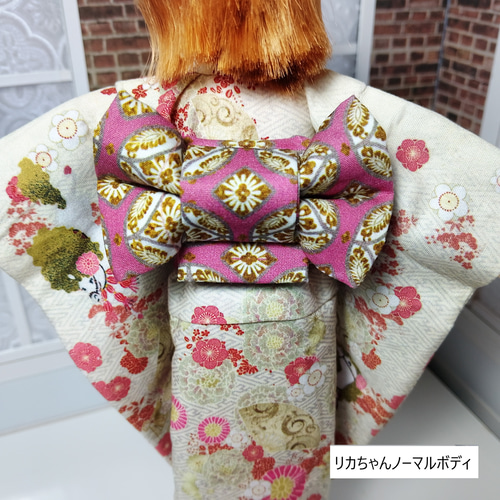 リカちゃん22センチドール用お着物 リカちゃん 22㎝ドール 着物 振袖 オリジナルデザイン うま01-03 生地