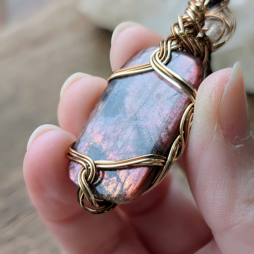 ☆High Quality Stone☆パープルヘイズサンストーン☆ワイヤー