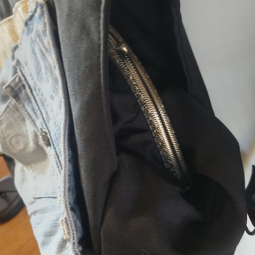 2wey! 両面表面 金帯銀帯 デニムリメイク あおりがま口リュック バッグ